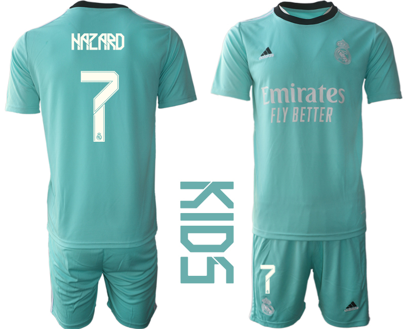 Youth 2021-2022 Club Real Madrid Second away blue #7 Soccer Jerseys->youth soccer jersey->Youth Jersey